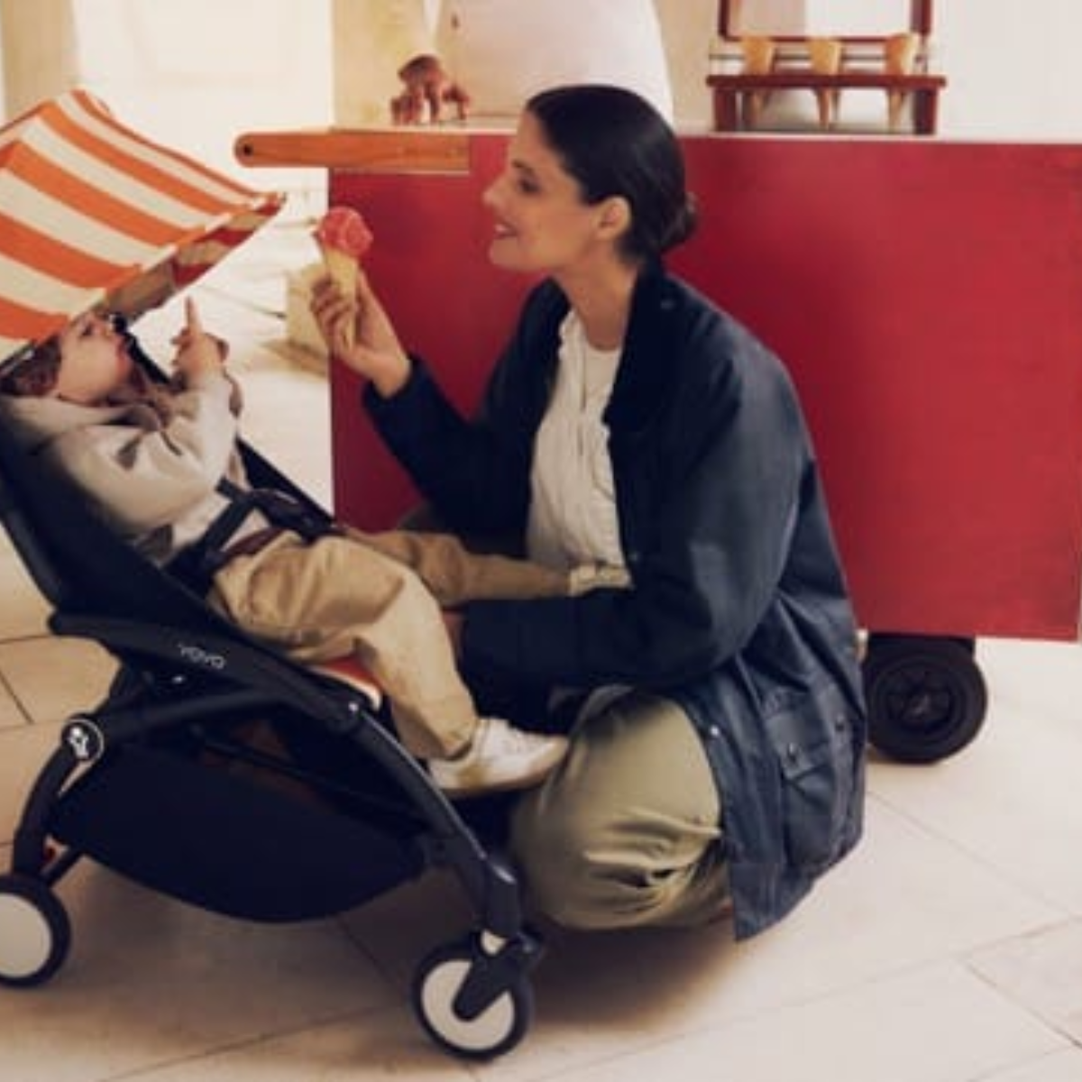 Stokke YOYO3 6+ Riviera Limited Edition Ultra-Compact Stroller - Capri/Black Frame - UPF 50+ Protection & Generous Storage