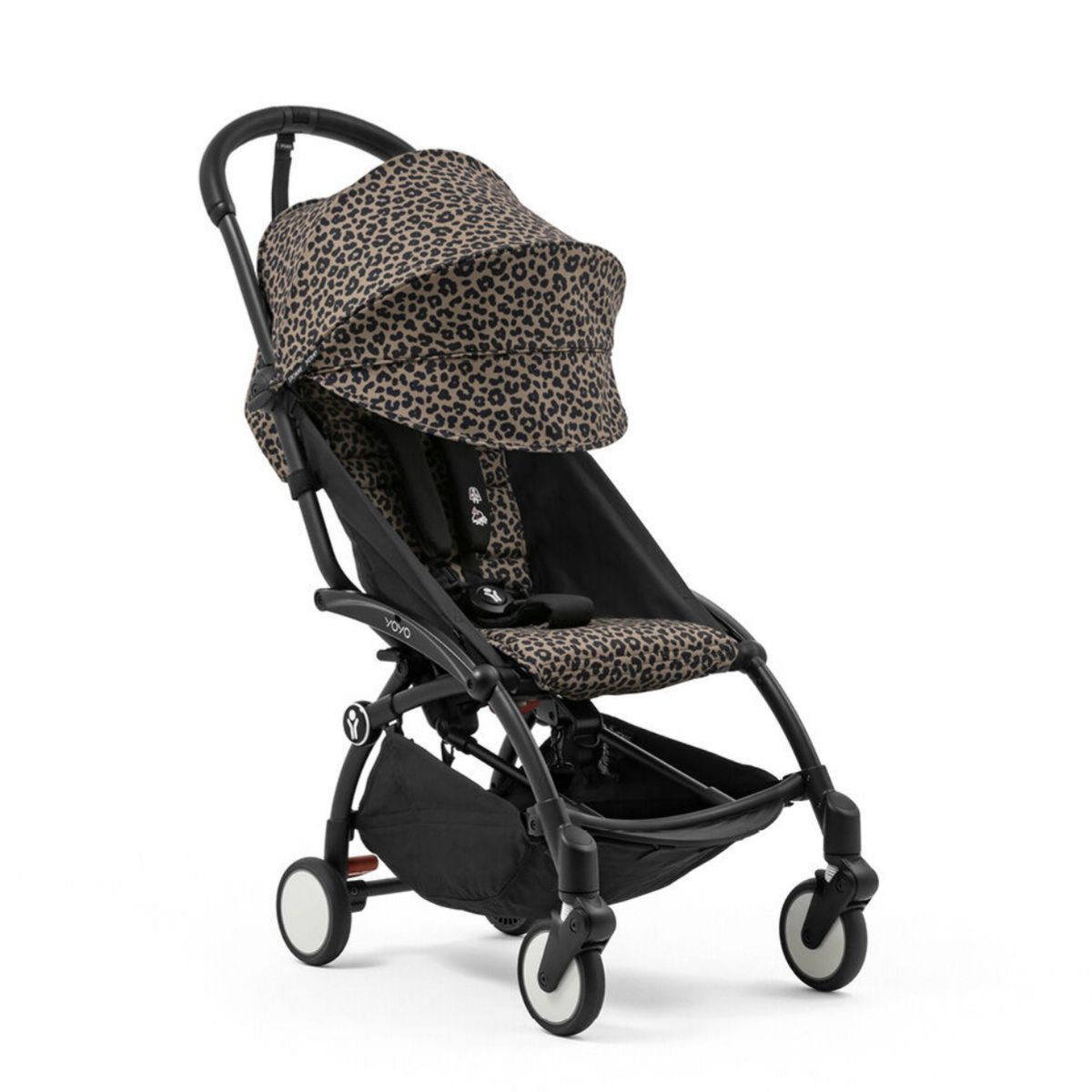 Stokke YOYO3 6+ Wild Collection Ultra-Compact Stroller - Leopard/Black Frame - UPF 50+ Protection & Practical Storage